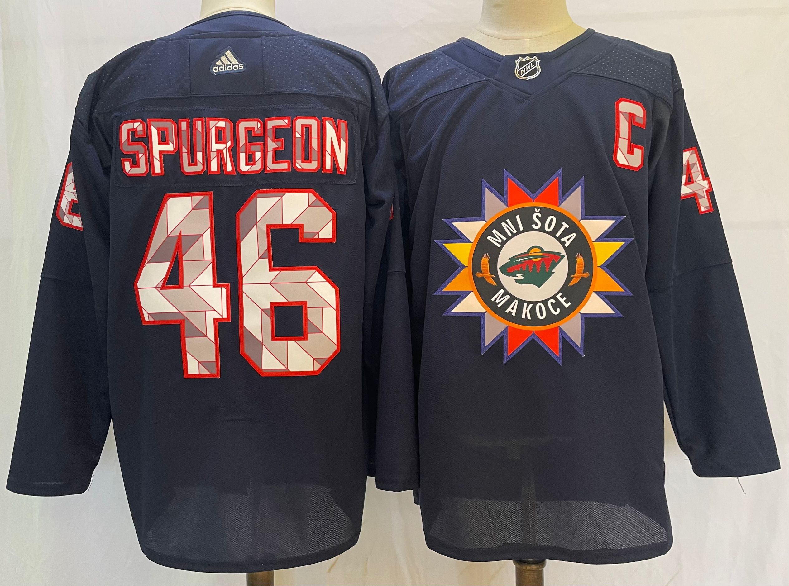 Men Minnesota Wild #46 Spurgeon Blue New 2022 Adidas NHL Jersey->nashville predators->NHL Jersey